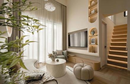 Cải Tạo Duplex 75m2 H&agrave; Nội: "Giấu" Dầm Cột Th&ocirc; Bằng Đường Cong Korean Chic Ngọt Ng&agrave;o (Chi Ph&iacute; 1 Tỷ)